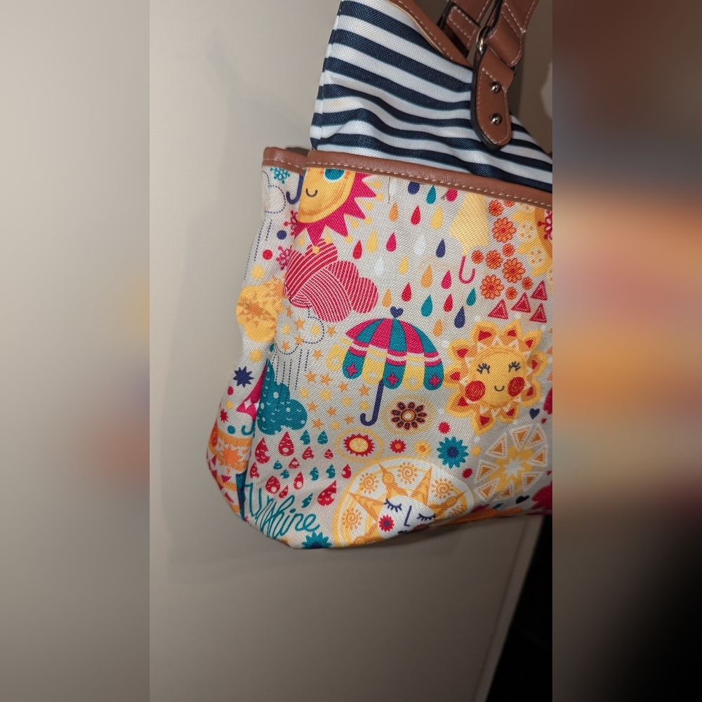 Lily Bloom Purse Tote Bag Satchel One Size Hello Sunshine Colorful Zip 17 x 12 - Picture 5 of 9